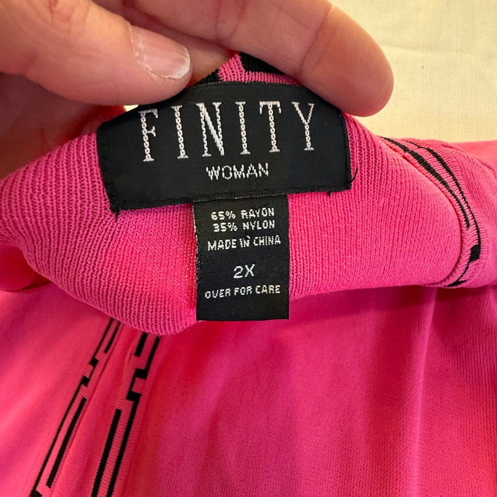 Finity Woman Pink Greek Key Trim Tie Front Cardigan Sweater Plus Size 2X‎ - Picture 5 of 7
